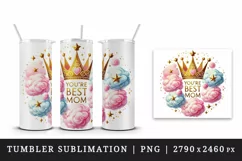 Watercolor golden crown Best Mama Ever Mom quote Mothers Day mother print 20 oz tumbler skinny mug wrap clipart t-shirt sublimation printable design