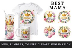Watercolor golden crown Best Mama Ever Mom quote Mothers Day mother print 20 oz tumbler skinny mug wrap clipart t-shirt sublimation printable design