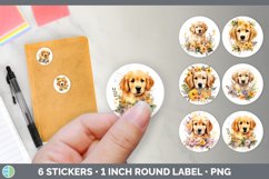 Bundle of six Wild Flowers Golden Retrievers Stickers designs.