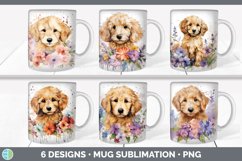 Bundle of six Wild Flowers Goldendoodles Mug Wrap designs.