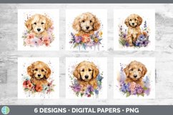 Bundle of six Wild Flowers Goldendoodles Paper Backgrounds designs.