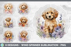 Bundle of six Wild Flowers Goldendoodles Wind Spinner designs.