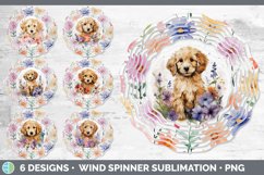 Bundle of six Wild Flowers Goldendoodles Wind Spinner designs.
