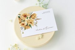 Watercolor Golden Flowers Clipart, Bouquet, Frame PNG Product Image 9