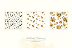 Watercolor Golden Flowers Clipart, Bouquet, Frame PNG Product Image 8