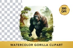 Watercolor gorilla Clipart , Animal Sublimation PNG Product Image 1