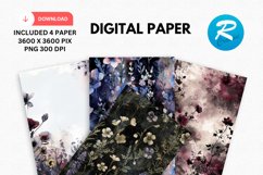 Gothic Wildflowers Digital Paper, Wildflowers Background Product Image 1