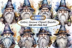 Gothic Gnome Sublimation Clipart Bundle Product Image 1