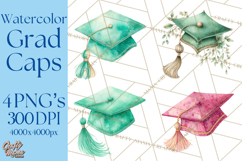Graduation Cap Clipart PNG, Watercolor Graduation Hat Tassel Product Image 1