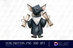 Graduation Animals Back View Watercolor Clipart Product Image 1