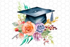 Watercolor Graduation Cap Sublimation Clipart PNG