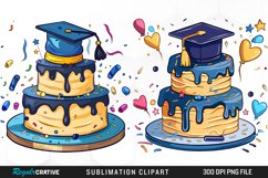 Watercolor Graduation Cake Collection Clipart Product Image 1