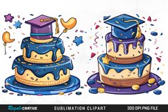 Watercolor Graduation Cake Collection Art Clipart Product Image 1