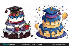 Watercolor Graduation Cake Collection Clipart Product Image 1