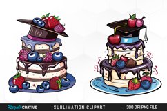 Watercolor Graduation Cake Collection Art Clipart Product Image 1