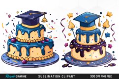 Watercolor Graduation Cake Collection Clipart Product Image 1