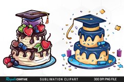 Watercolor Graduation Cake Collection Clipart Product Image 1