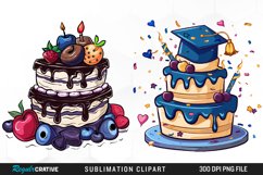 Watercolor Graduation Cake Collection Art Clipart Product Image 1