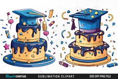 Watercolor Graduation Cake Collection Clipart Product Image 1