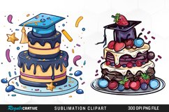 Watercolor Graduation Cake Collection Art Clipart Product Image 1