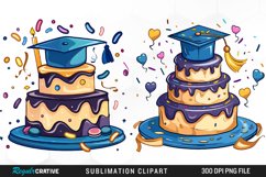 Watercolor Graduation Cake Collection Clipart Product Image 1