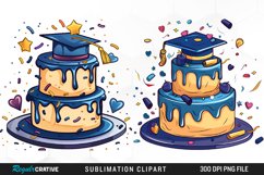 Watercolor Graduation Cake Collection Art Clipart Product Image 1