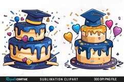Watercolor Graduation Cake Collection Clipart Product Image 1