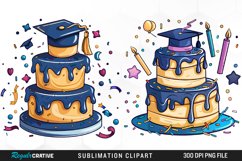 Watercolor Graduation Cake Collection Clipart Product Image 1