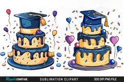 Watercolor Graduation Cake Collection Clipart Product Image 1