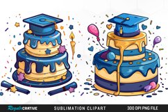 Watercolor Graduation Cake Collection Clipart Product Image 1