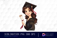 Graduation Girl Watercolor Clipart Product Image 1