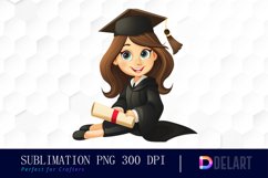 Graduation Girl Watercolor Clipart Product Image 1