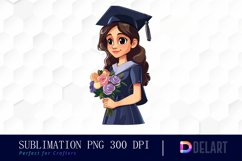 Graduation Girl Stickers Watercolor Clipart Product Image 1