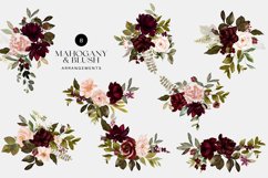 Watercolor Mahogany and Blush Floral Clipart Collection Product Image 6