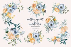 Mellow Apricot &amp; Pastel Blue Floral Clipart Set Product Image 5