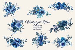 Watercolor Midnight Blue Floral Clipart Set Product Image 8