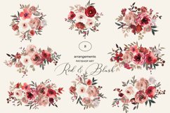 Watercolor Red and Blush Flowers Clipart Set Product Image 4