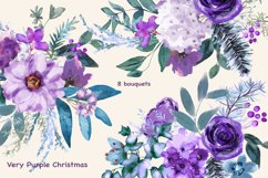 WatercolorFloral Purple Christmas Clipart Collection Product Image 3