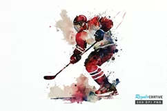 Watercolor Hockey PNG Clipart Product Image 1