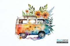 Watercolor Hippie Car for Summer PNG Clipart Product Image 1