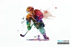 Watercolor Hockey PNG Clipart Product Image 1