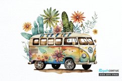 Watercolor Hippie Car for Summer PNG Clipart Product Image 1