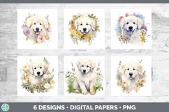 Bundle of six Wild Flowers Great Pyrenees Paper Backgrounds designs.