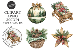 Watercolor Green Christmas Clipart Product Image 1