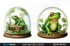Watercolor Green Frog In Glass Dome PNG Clipart Product Image 1
