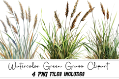 Watercolor Green Grass Clipart Product Image 1