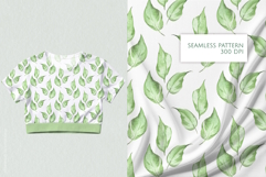 Watercolor Green Leaves Seamless Pattern Product Image 1