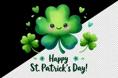 Watercolor green shamrock clover luck Happy St Patrick Day quote print 20 oz tumbler skinny mug wrap clipart t-shirt sublimation printable design