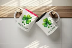 Watercolor green shamrock clover luck Happy St Patrick Day quote print 20 oz tumbler skinny mug wrap clipart t-shirt sublimation printable design