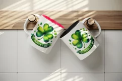 Watercolor green shamrock clover luck St Patrick Day quote print 20 oz tumbler skinny mug wrap clipart t-shirt sublimation printable design